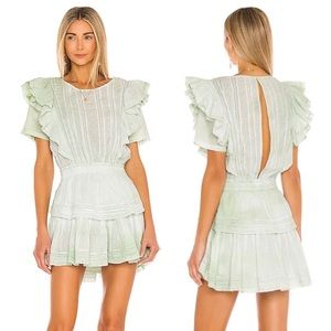EUC LoveShackFancy Natasha Dress - Green Tiedye